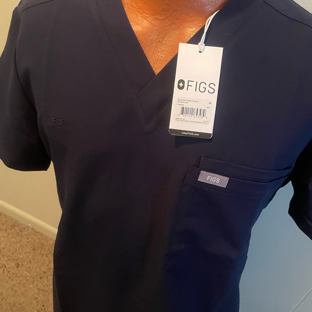 Figs Midnight Blue Three-Pocket Scrub Top